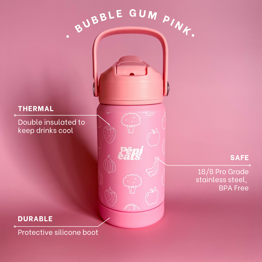 Bubble Gum Pink Stainless Steel Kids Drink Bottle