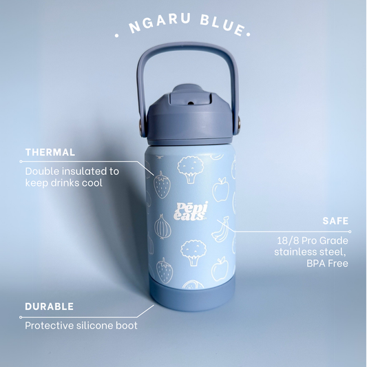 Ngaru Blue Stainless Steel Kids Drink Bottle