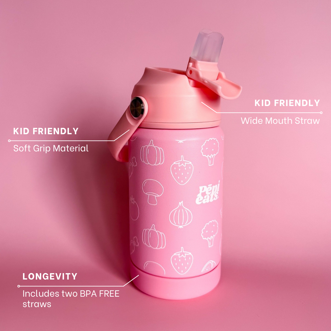 Bubble Gum Pink Stainless Steel Kids Drink Bottle