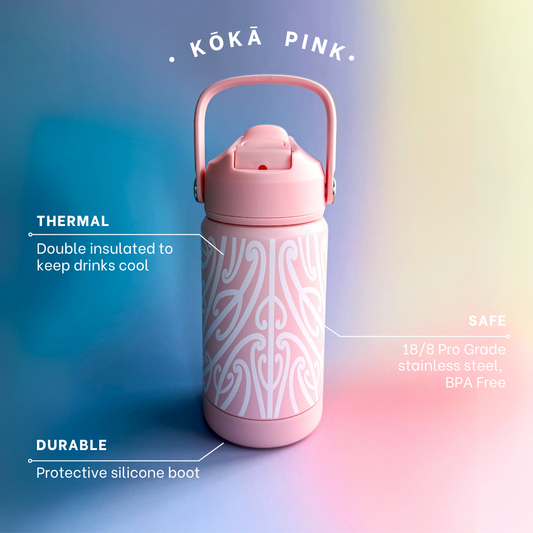 Kōkā Pink Stainless Steel Kids Drink Bottle