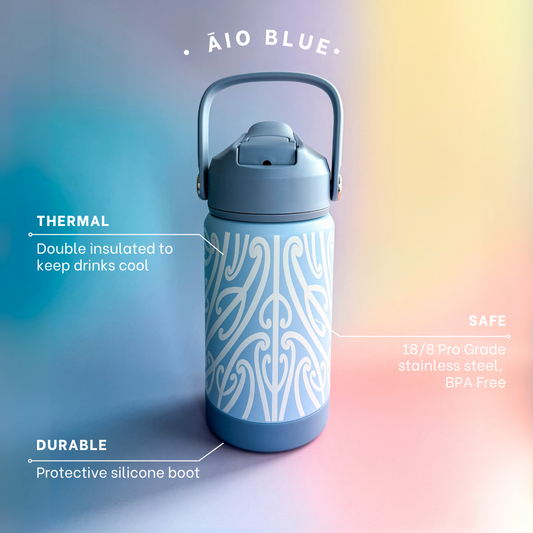 Āio Blue Stainless Steel Kids Drink Bottle