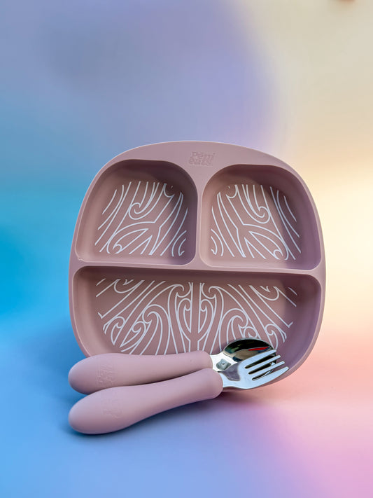 Silicone Suction Plate with Cutlery Māwhero